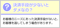決済手段が少ないとダメなの?
